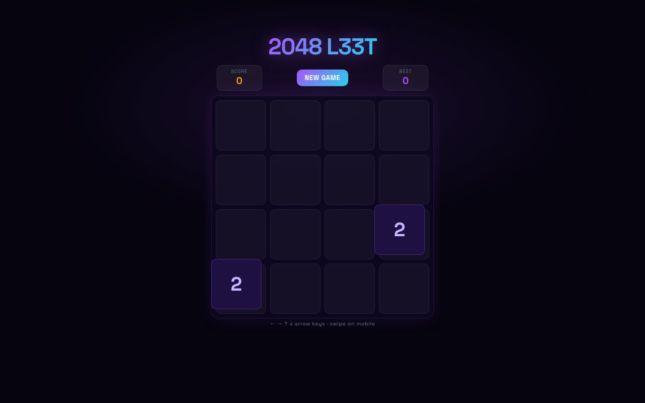 2048 L33t game screenshot