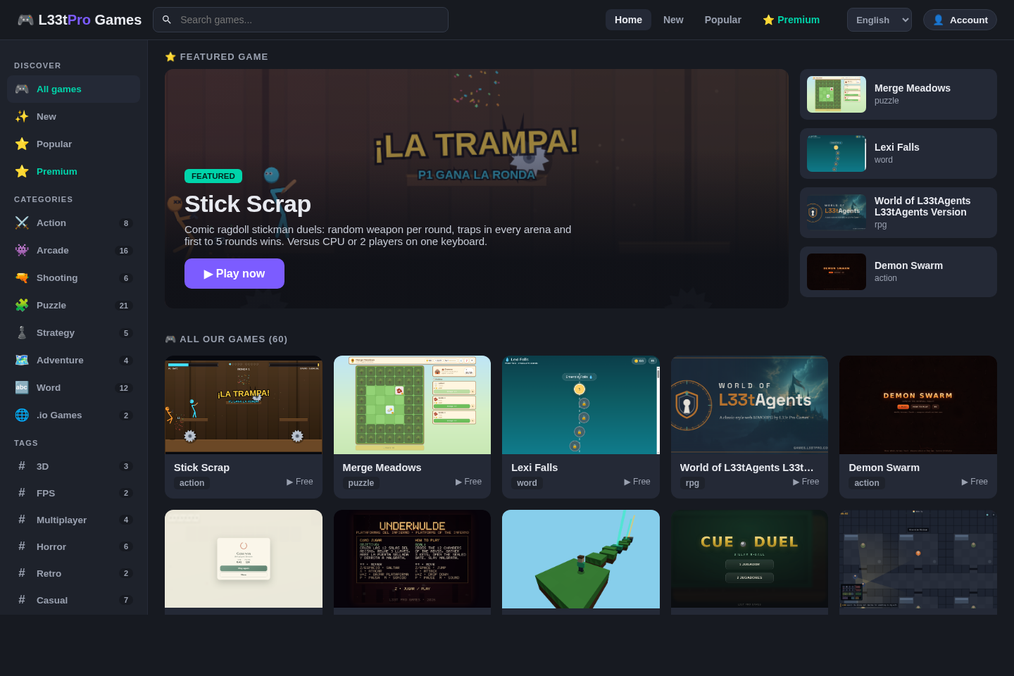 L33t Games Portal homepage